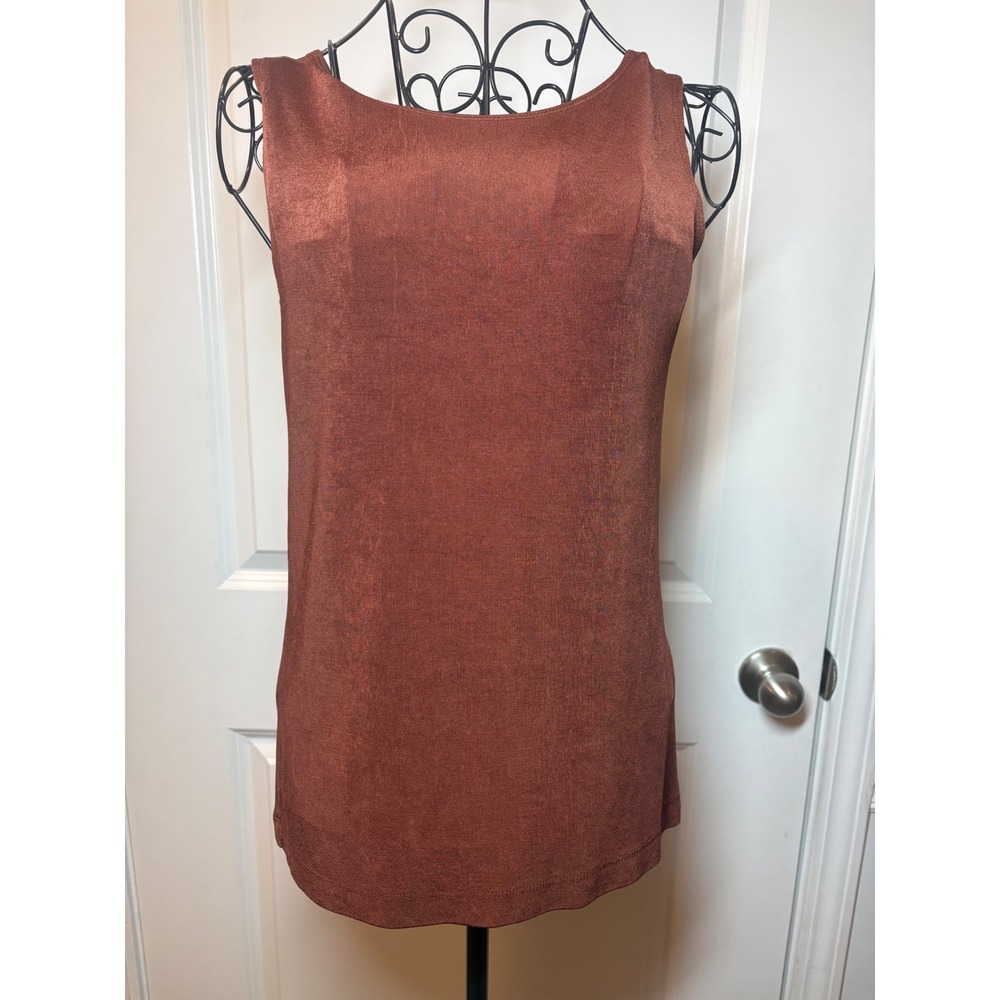 Travelers by Chico's Womens Rust Brown Shimmer Sleeveless Tank Top -Size 0 XS/S